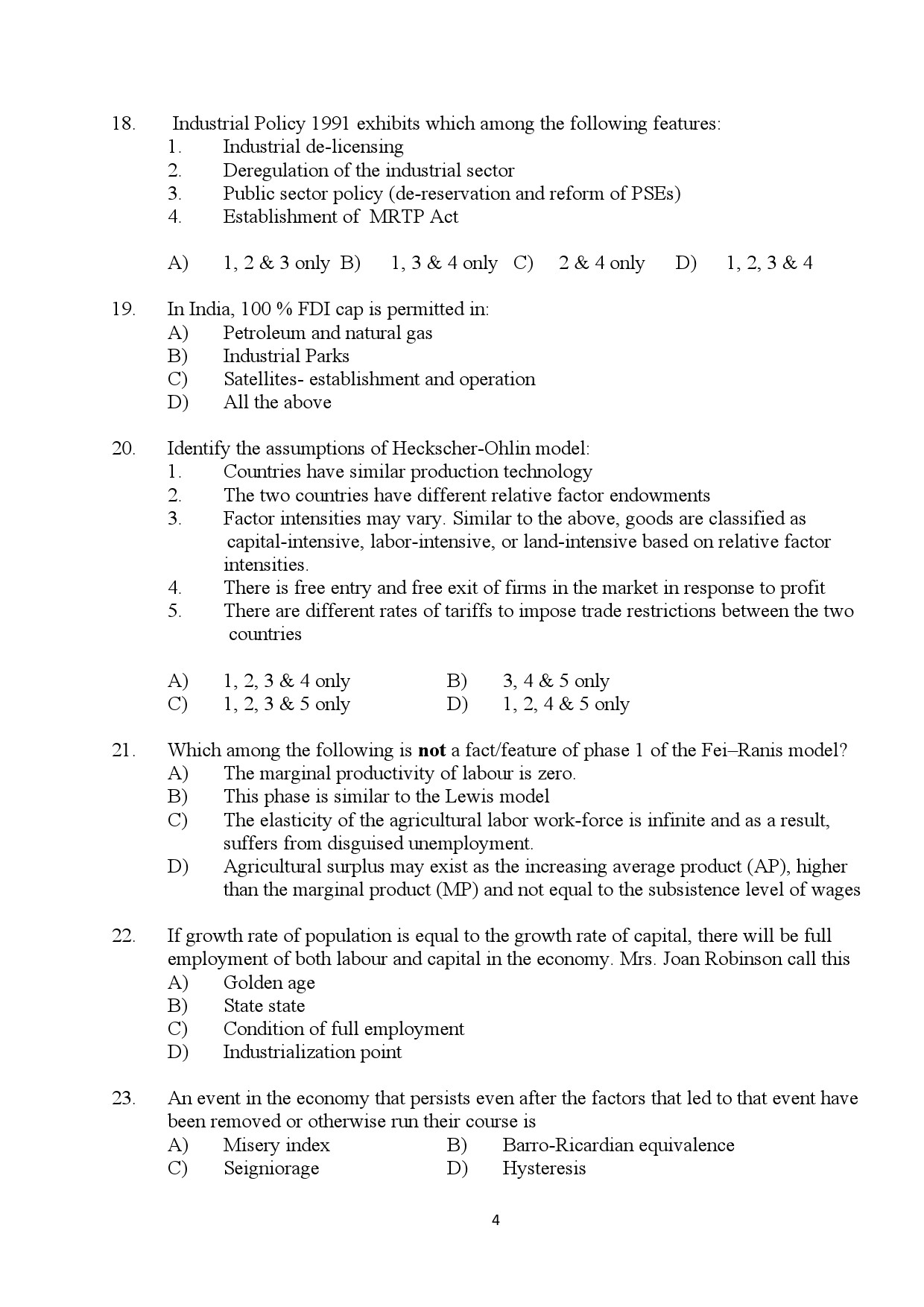 Kerala SET Economics Exam Question Paper January 2024 4