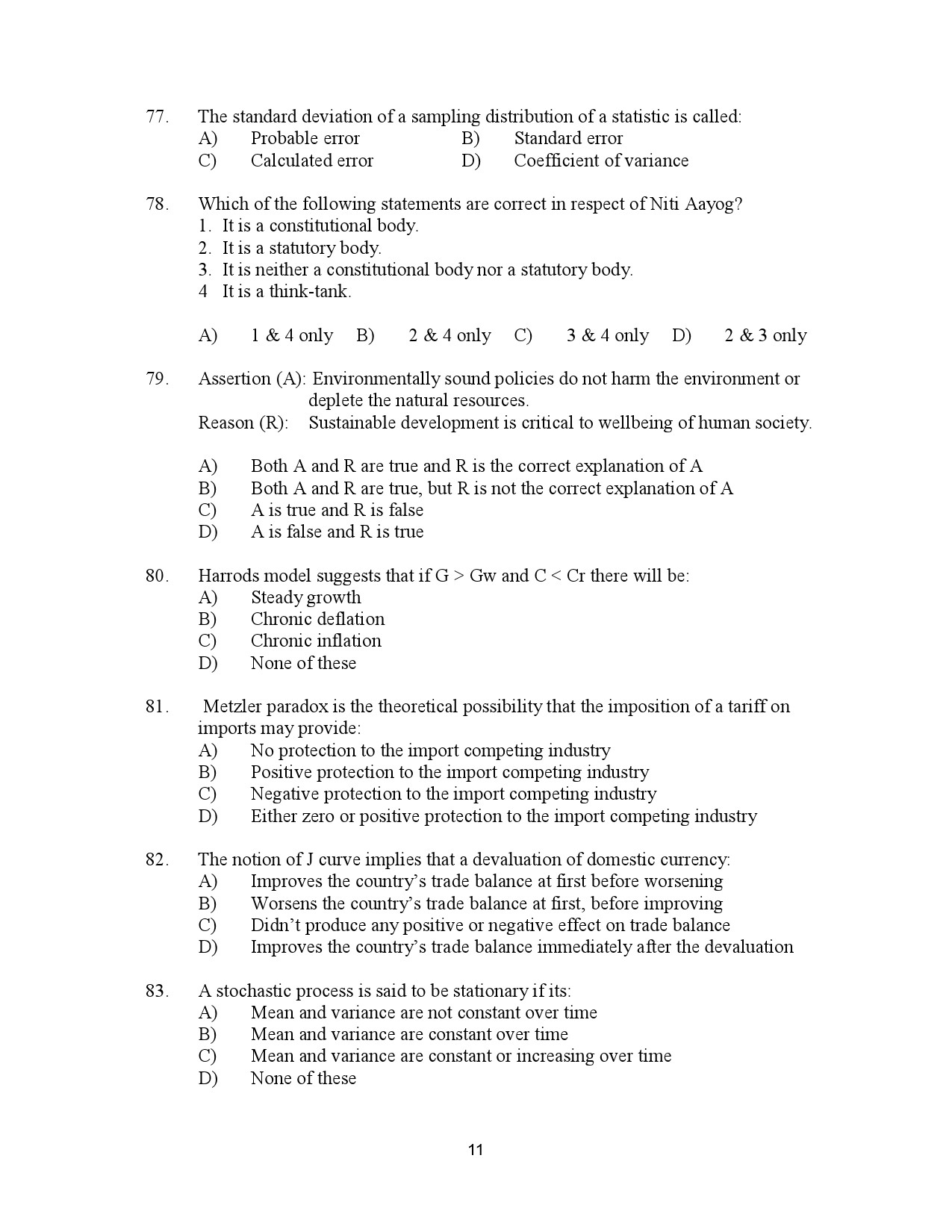 Kerala SET Economics Exam Question Paper July 2023 11