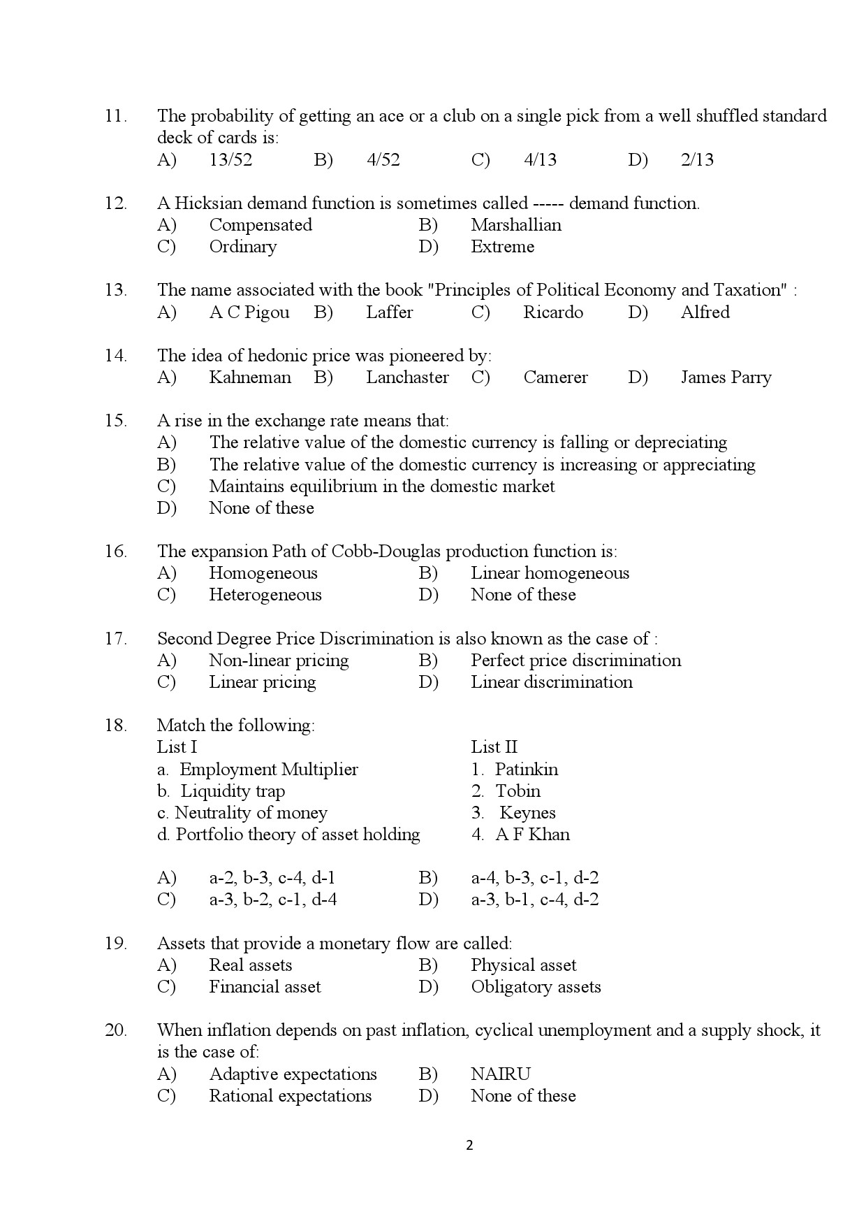 Kerala SET Economics Exam Question Paper July 2024 2