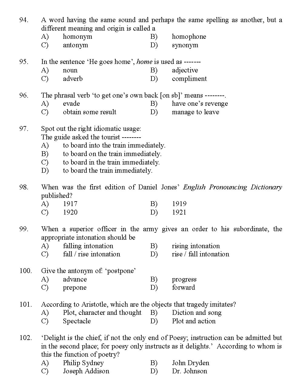 Kerala SET English Exam 2012 Question Code 12907 11