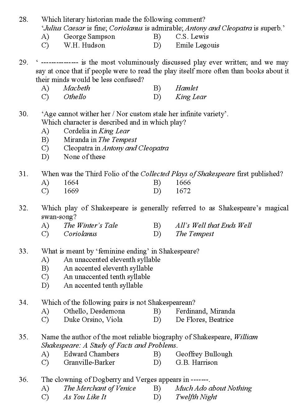 Kerala SET English Exam 2012 Question Code 12907 4