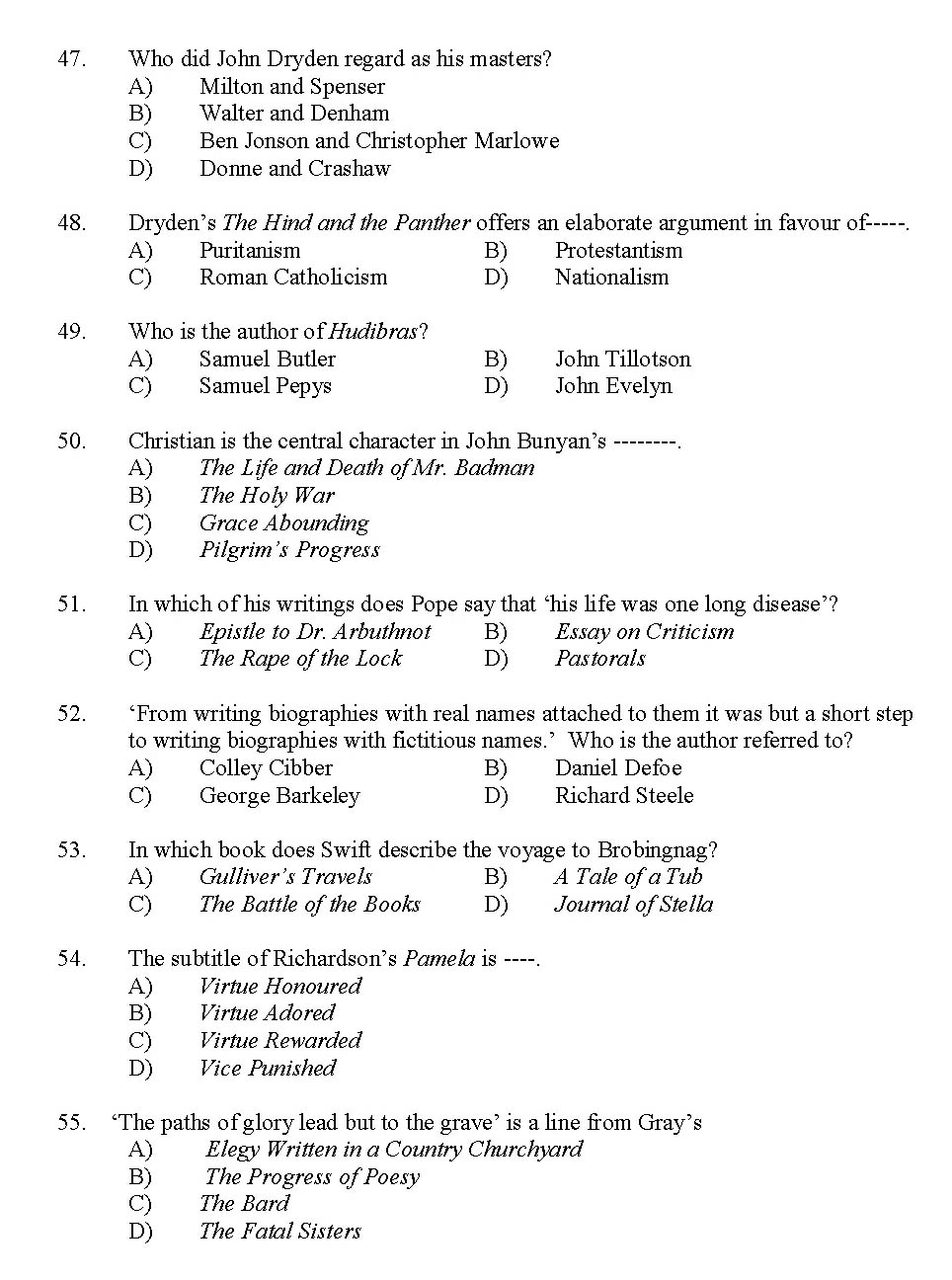 Kerala SET English Exam 2012 Question Code 12907 6