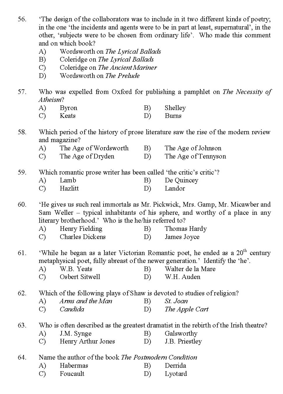 Kerala SET English Exam 2012 Question Code 12907 7