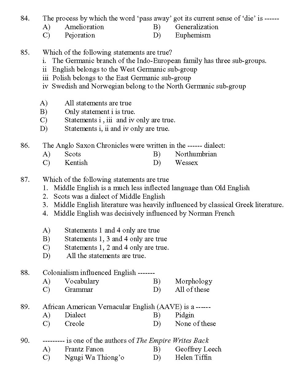Kerala SET English Exam 2017 Question Code 17207 A 12