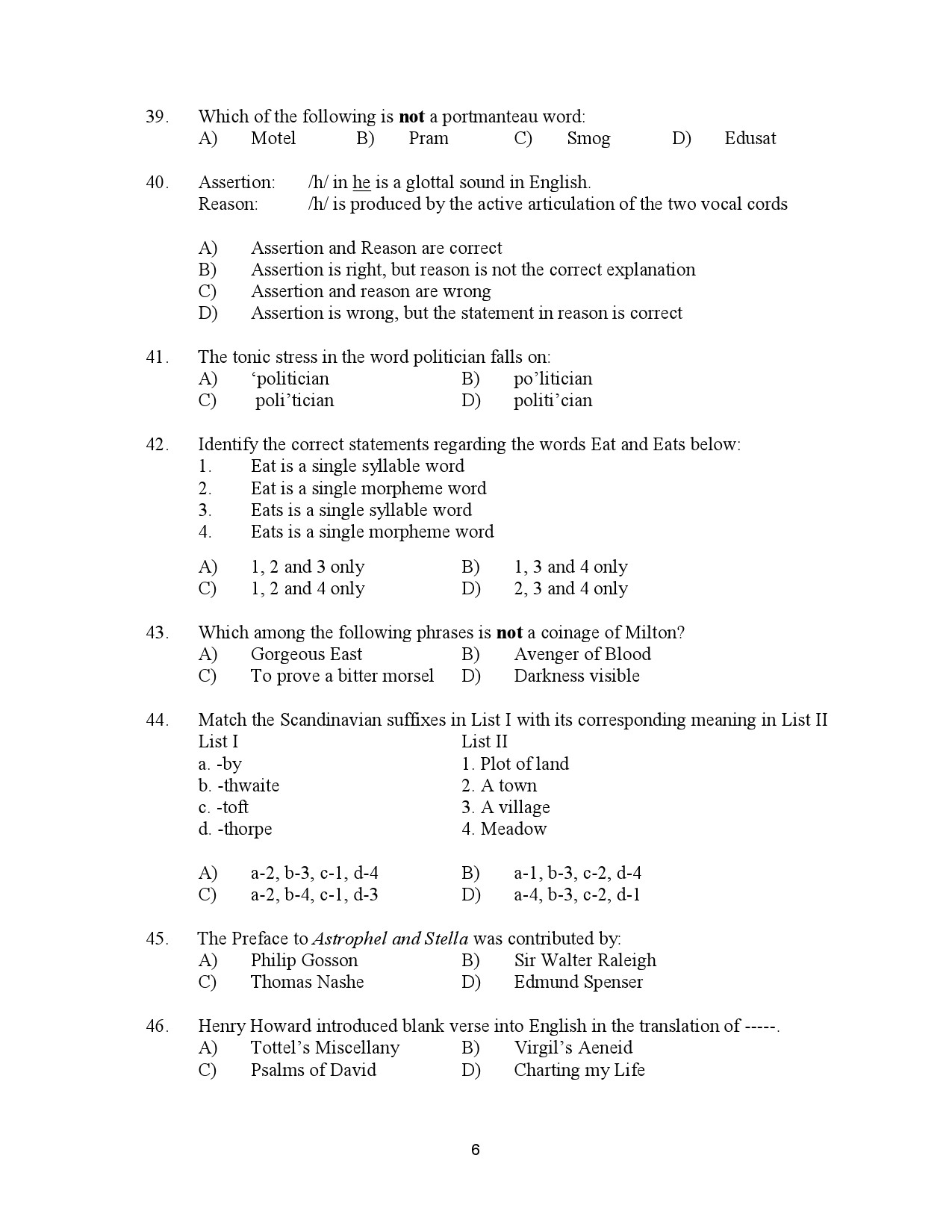 Kerala SET English Exam Question Paper January 2023 6