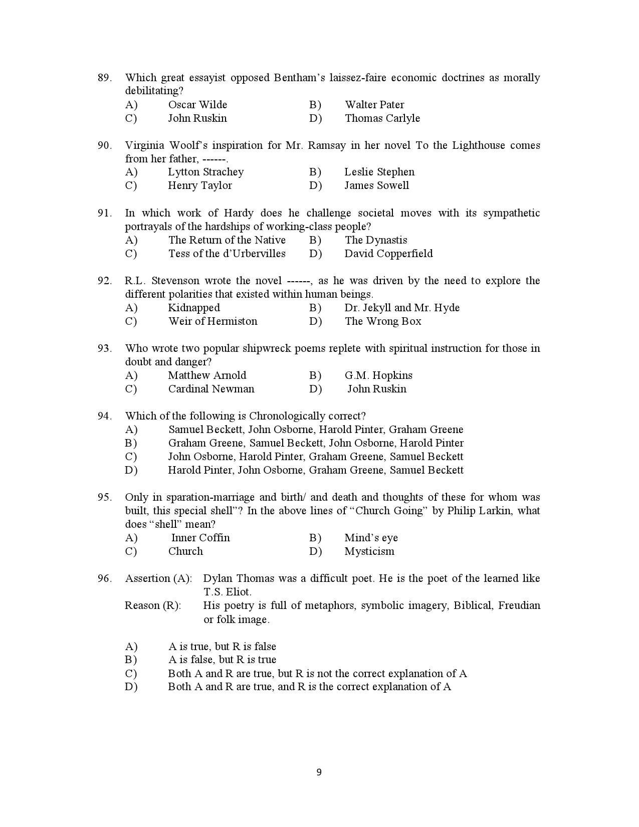 Kerala SET English Exam Question Paper July 2021 9