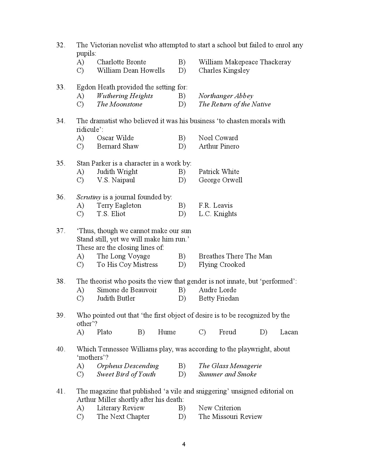 Kerala SET English Exam Question Paper July 2023 4