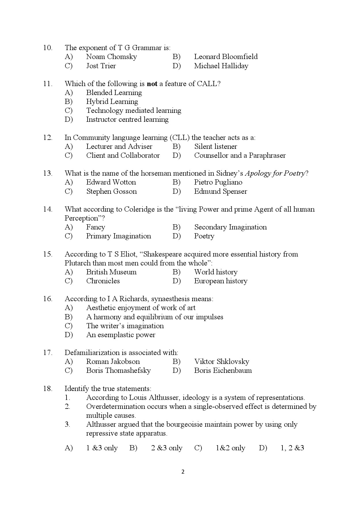 Kerala SET English Exam Question Paper July 2024 2