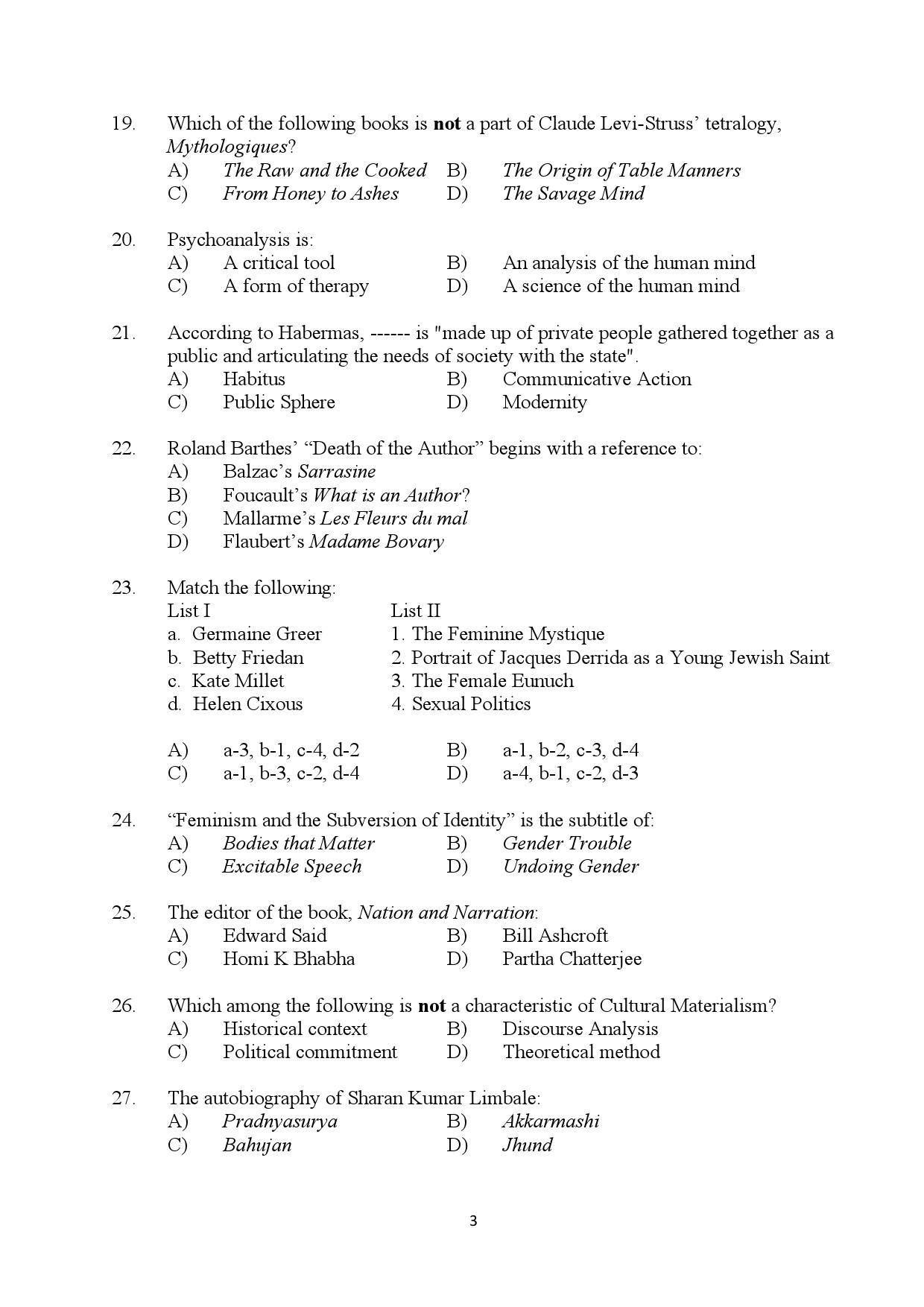 Kerala SET English Exam Question Paper July 2024 3