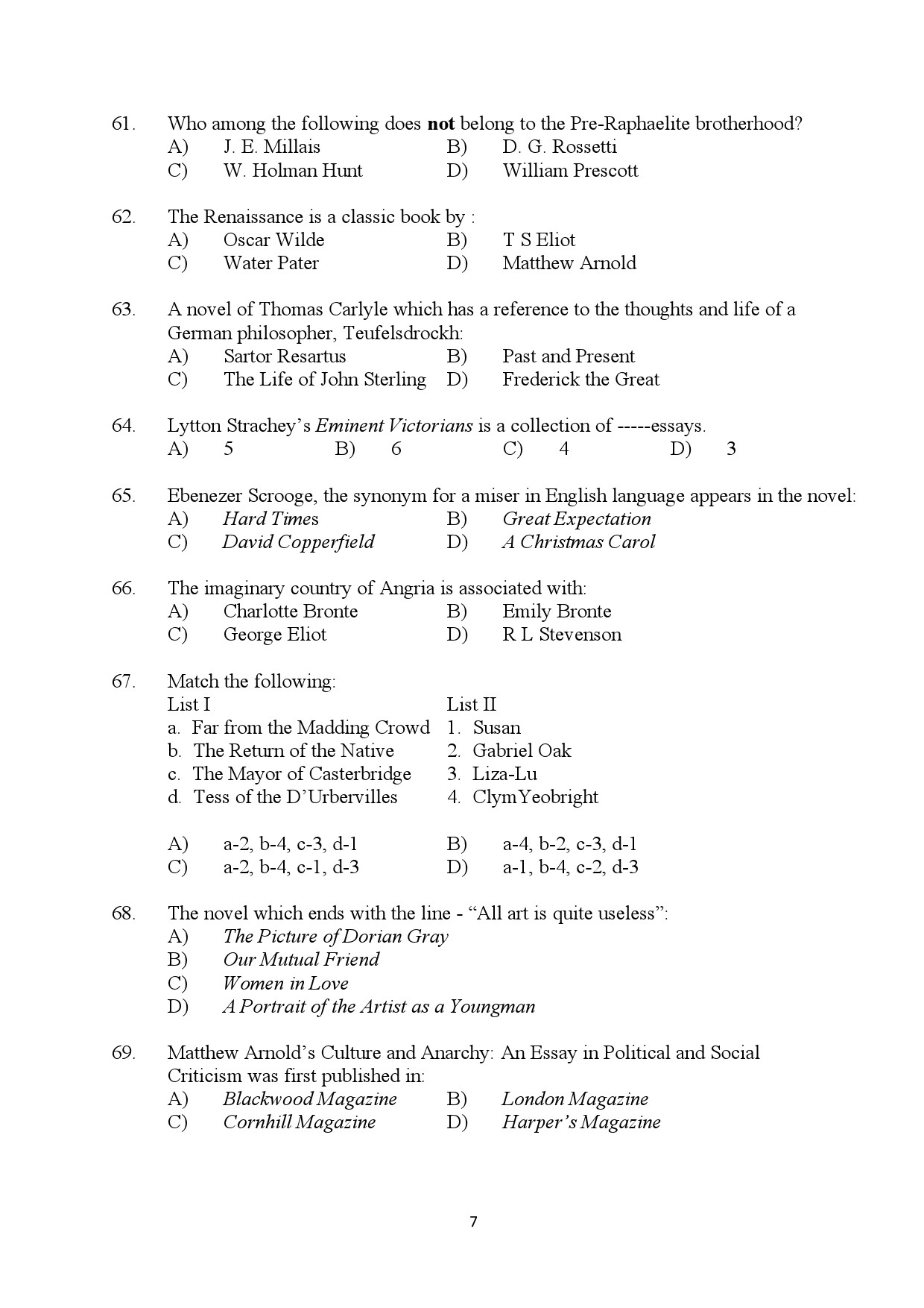 Kerala SET English Exam Question Paper July 2024 7