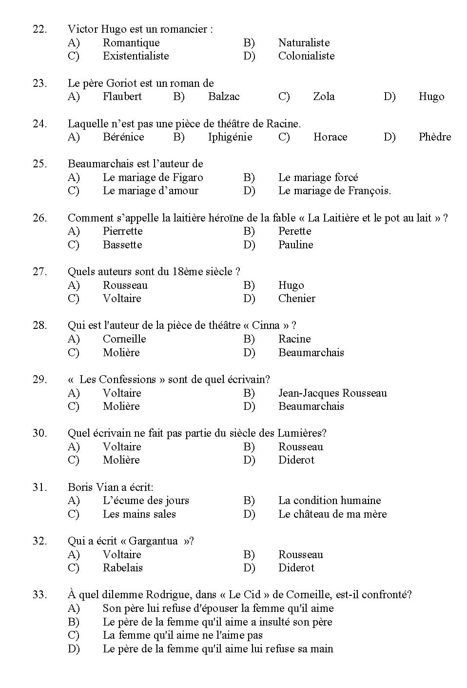 Kerala SET French Exam 2011 Question Code 91108 3