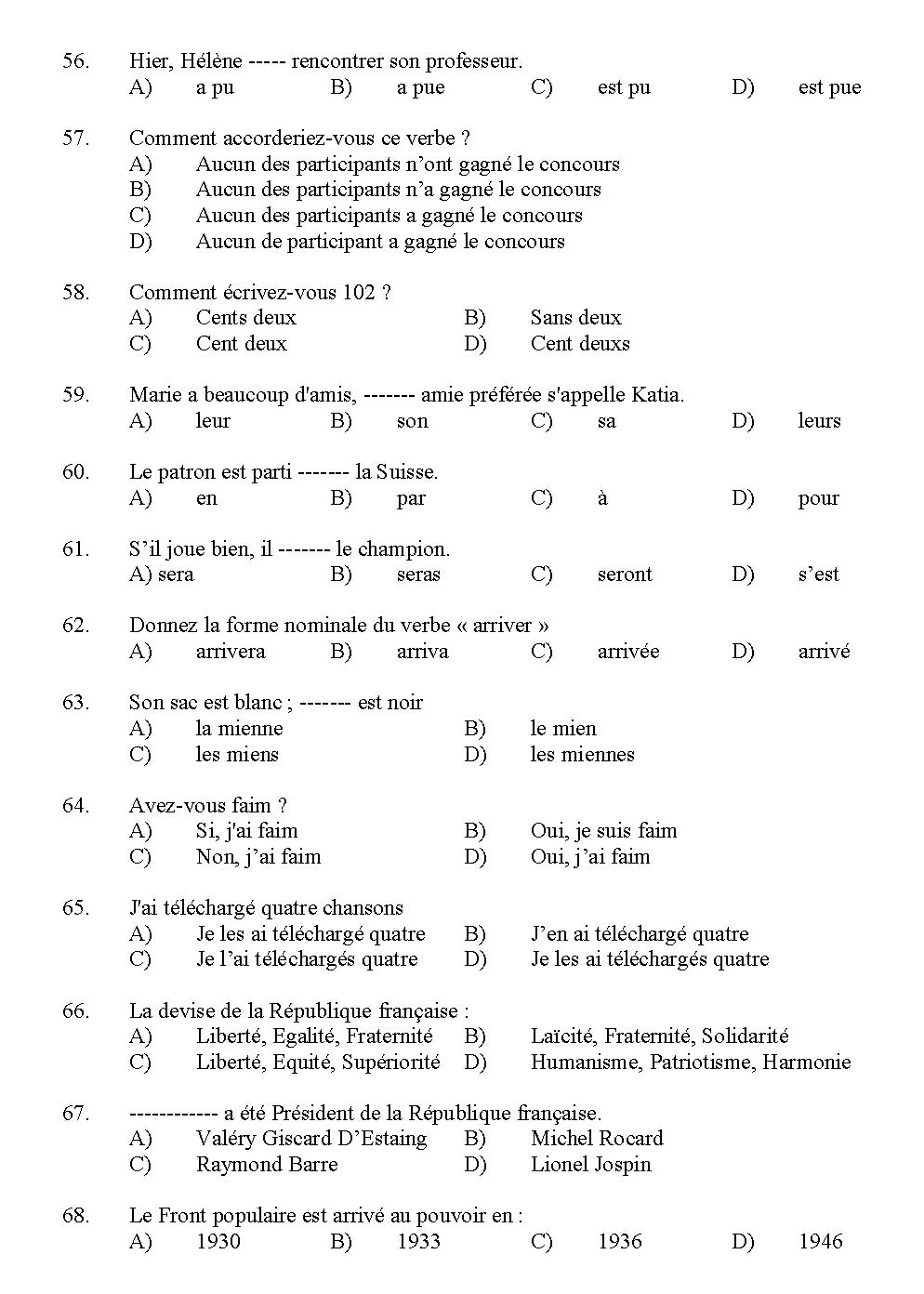 Kerala SET French Exam 2011 Question Code 91108 6