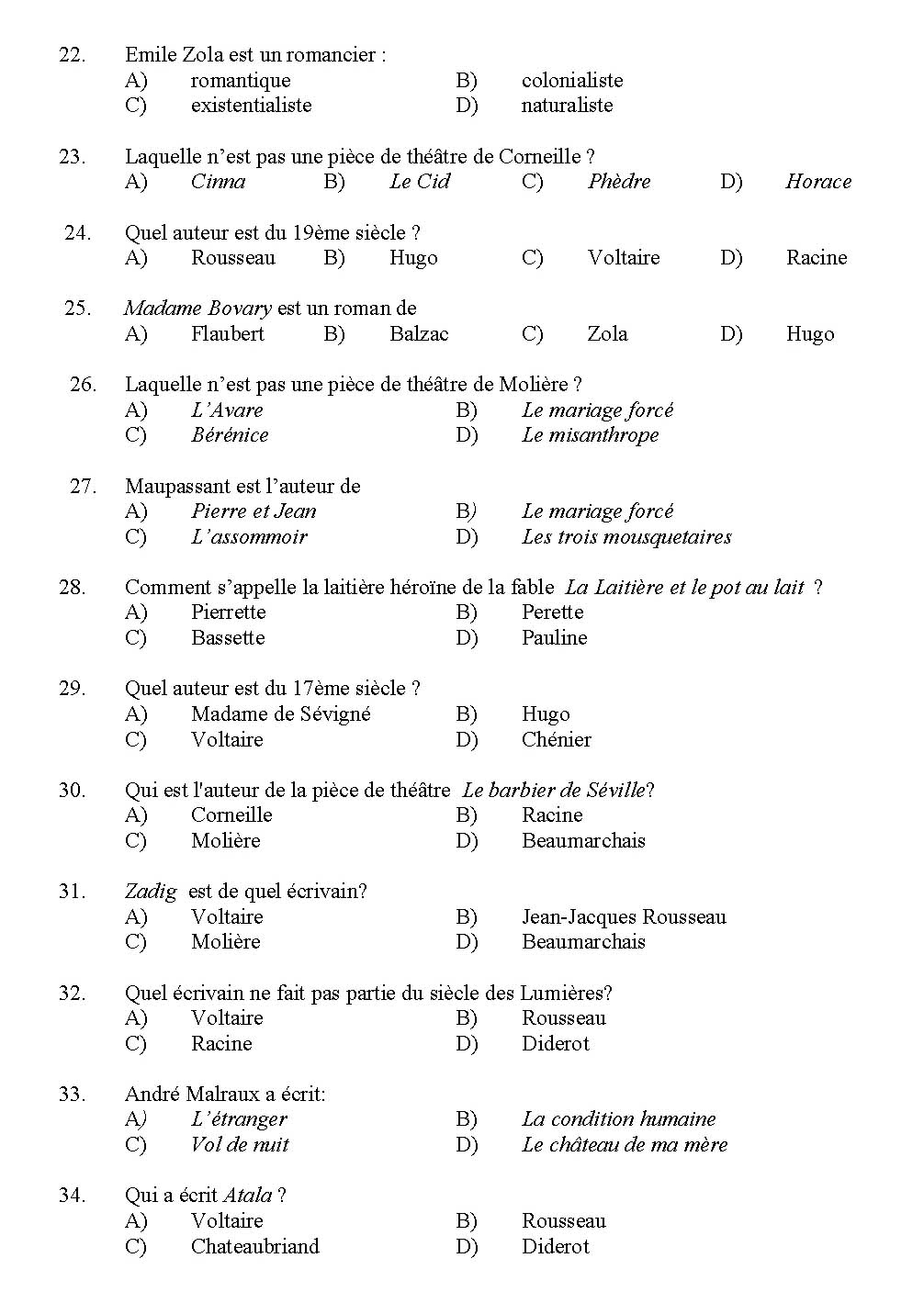 Kerala SET French Exam 2012 Question Code 12908 3