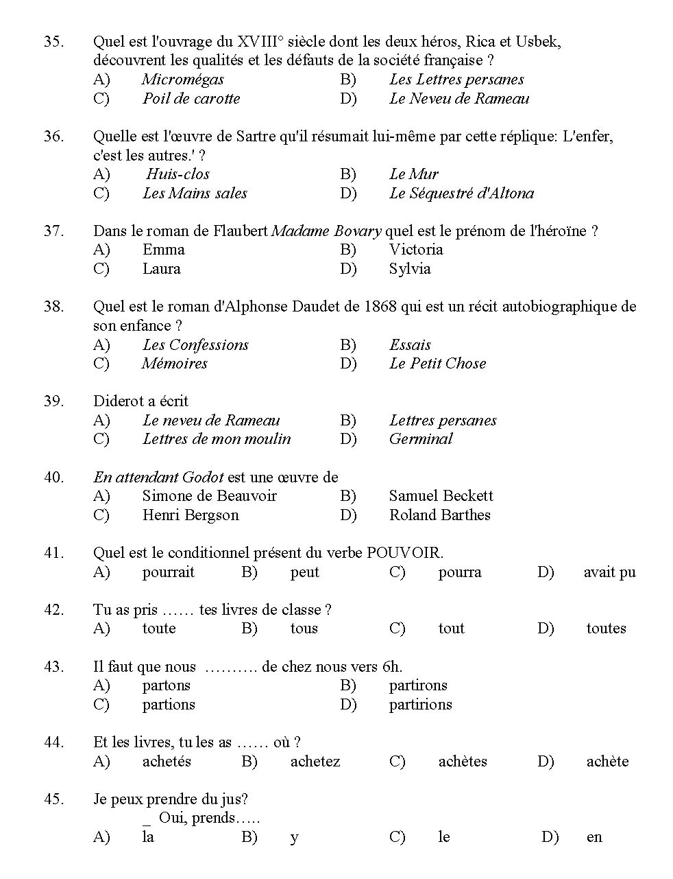 Kerala SET French Exam 2012 Question Code 12908 4
