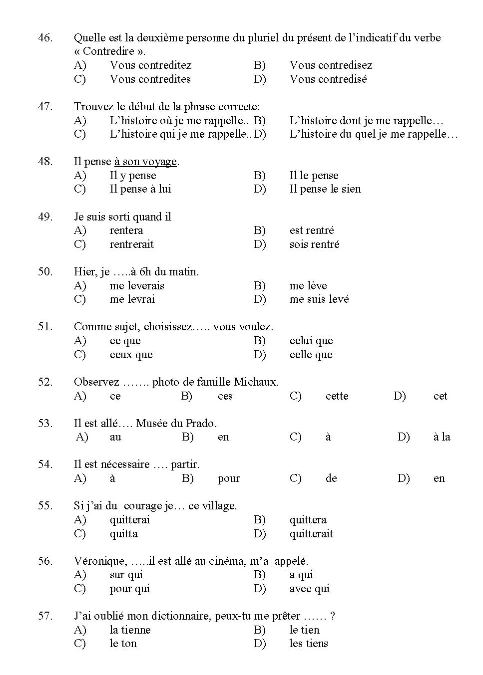Kerala SET French Exam 2012 Question Code 12908 5