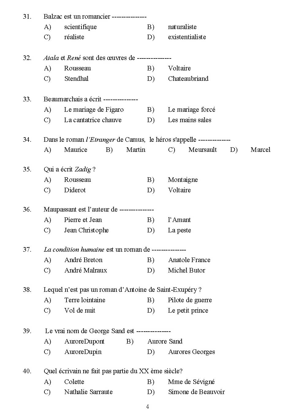 Kerala SET French Exam 2014 Question Code 14208 4