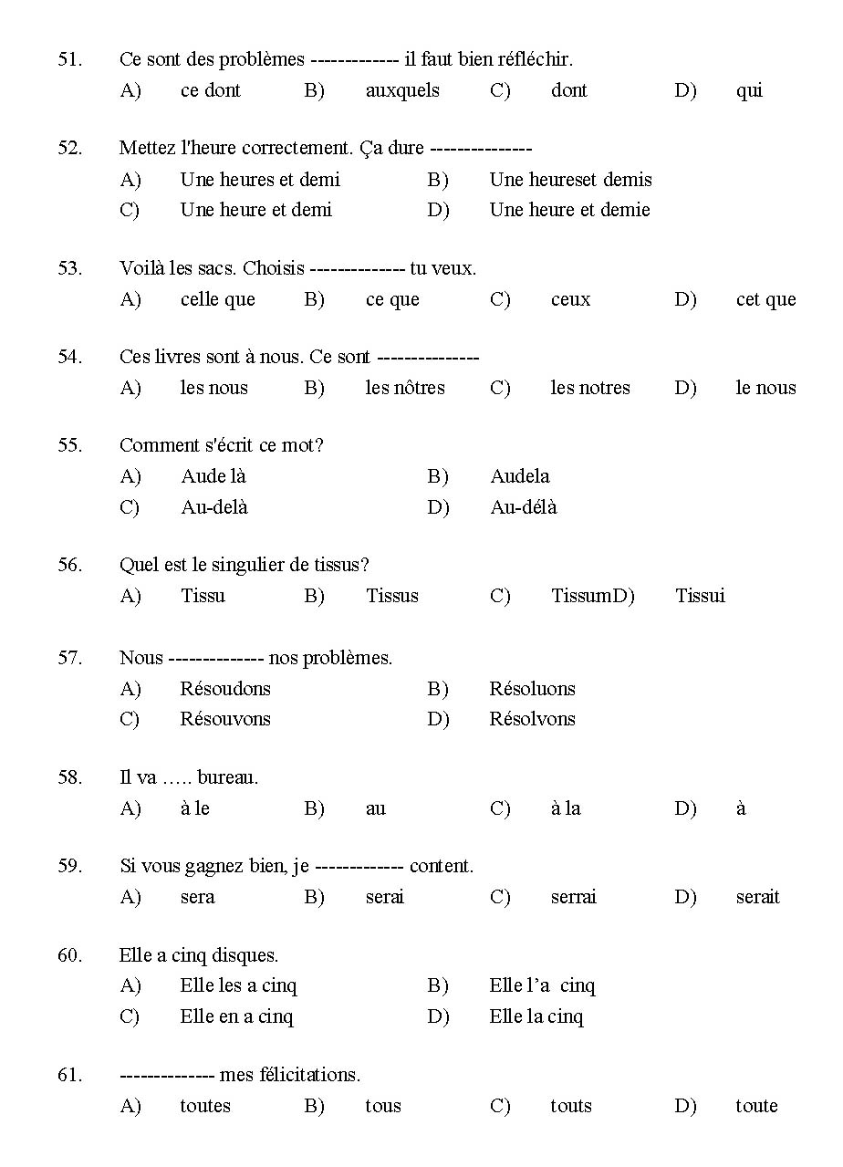 Kerala SET French Exam 2014 Question Code 14208 6