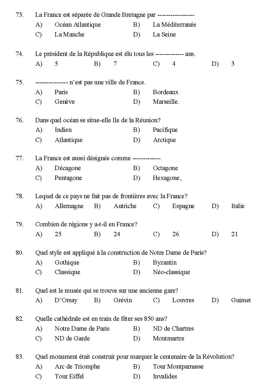 Kerala SET French Exam 2014 Question Code 14208 8