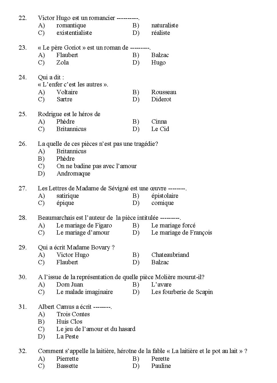 Kerala SET French Exam 2016 Question Code 16108 A 3