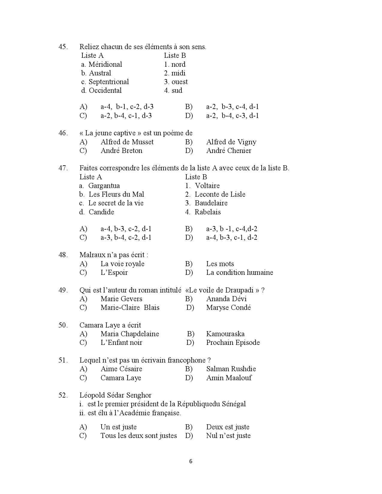 Kerala SET French Exam Question Paper January 2023 6