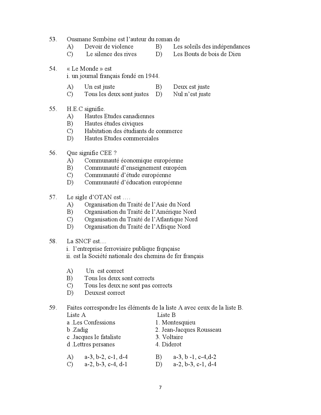 Kerala SET French Exam Question Paper January 2023 7