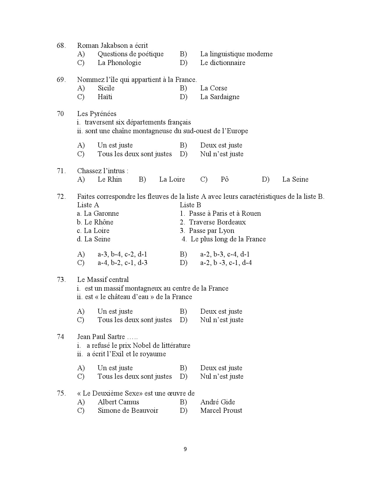 Kerala SET French Exam Question Paper January 2023 9