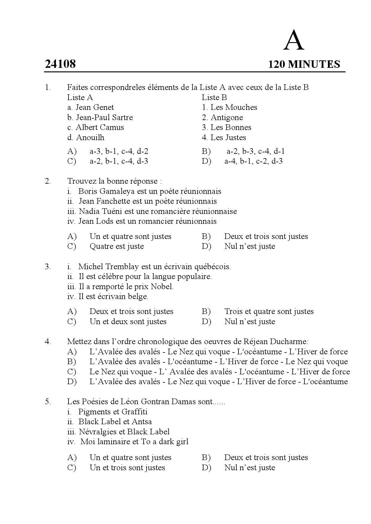 Kerala SET French Exam Question Paper January 2024 1