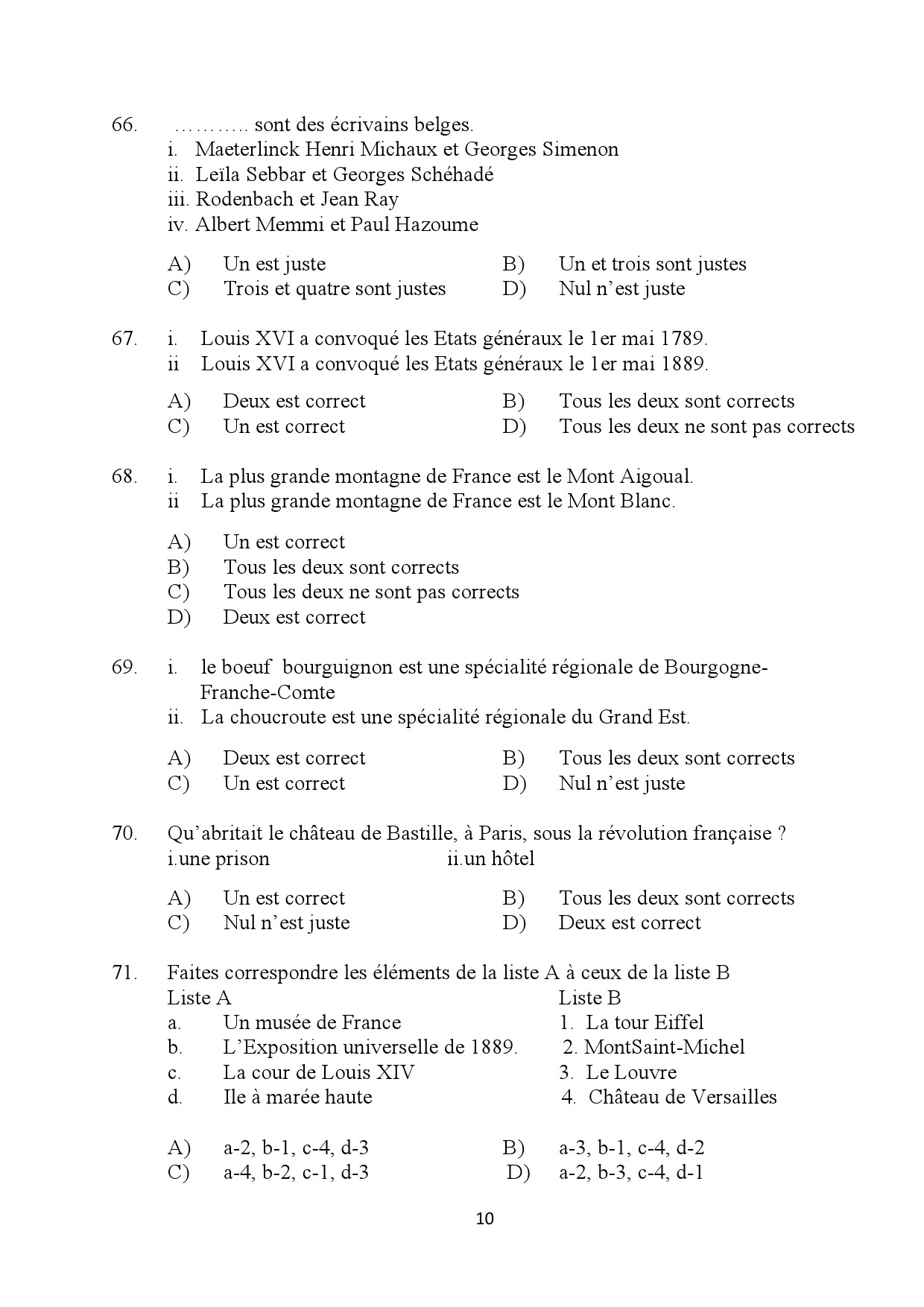 Kerala SET French Exam Question Paper January 2024 10