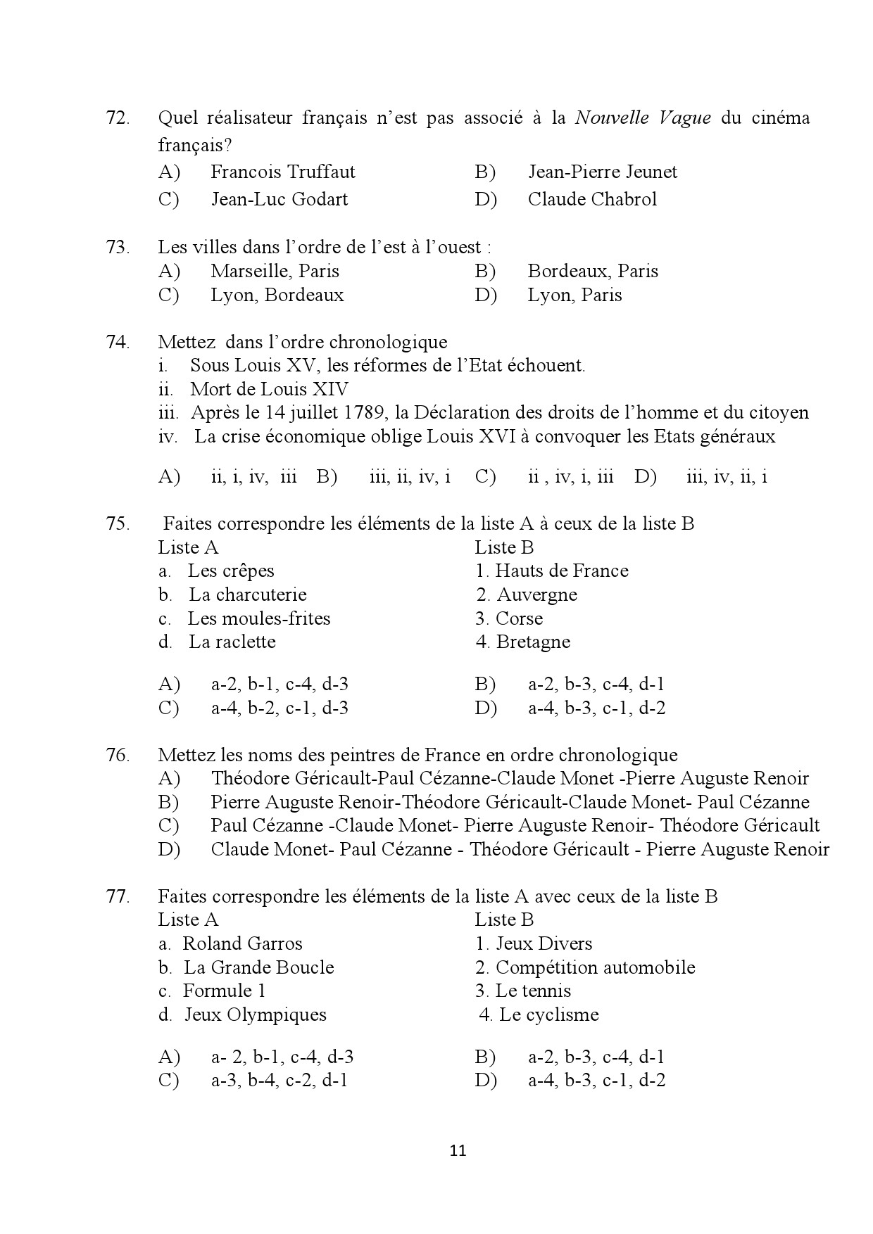 Kerala SET French Exam Question Paper January 2024 11