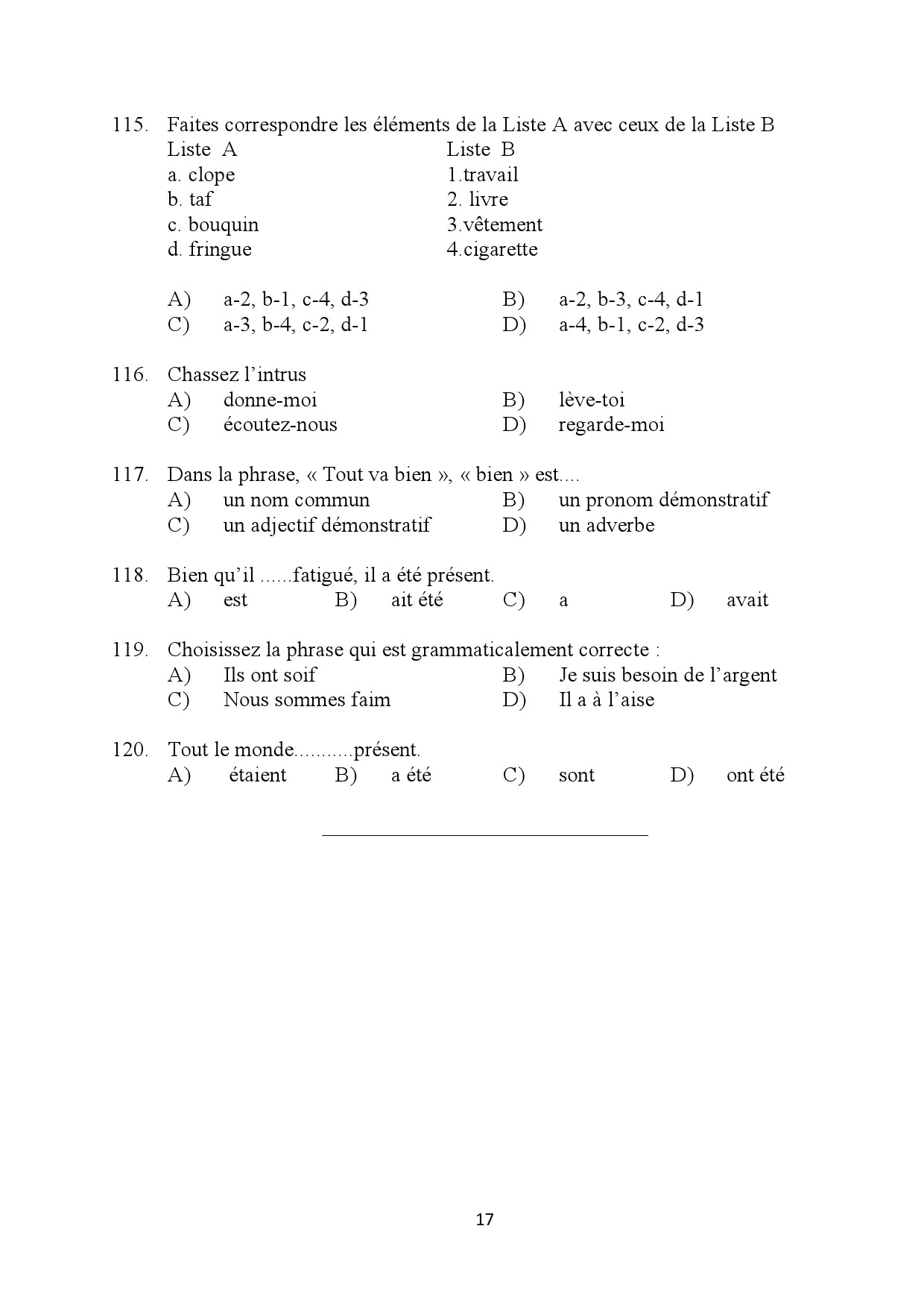 Kerala SET French Exam Question Paper January 2024 17