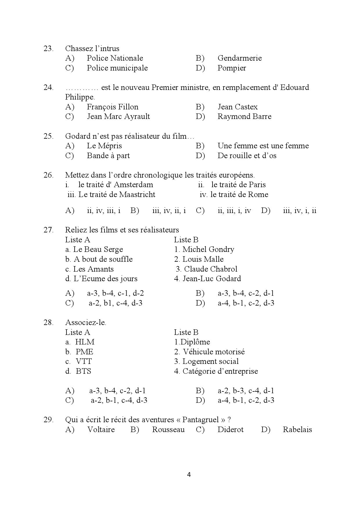 Kerala SET French Exam Question Paper January 2024 4