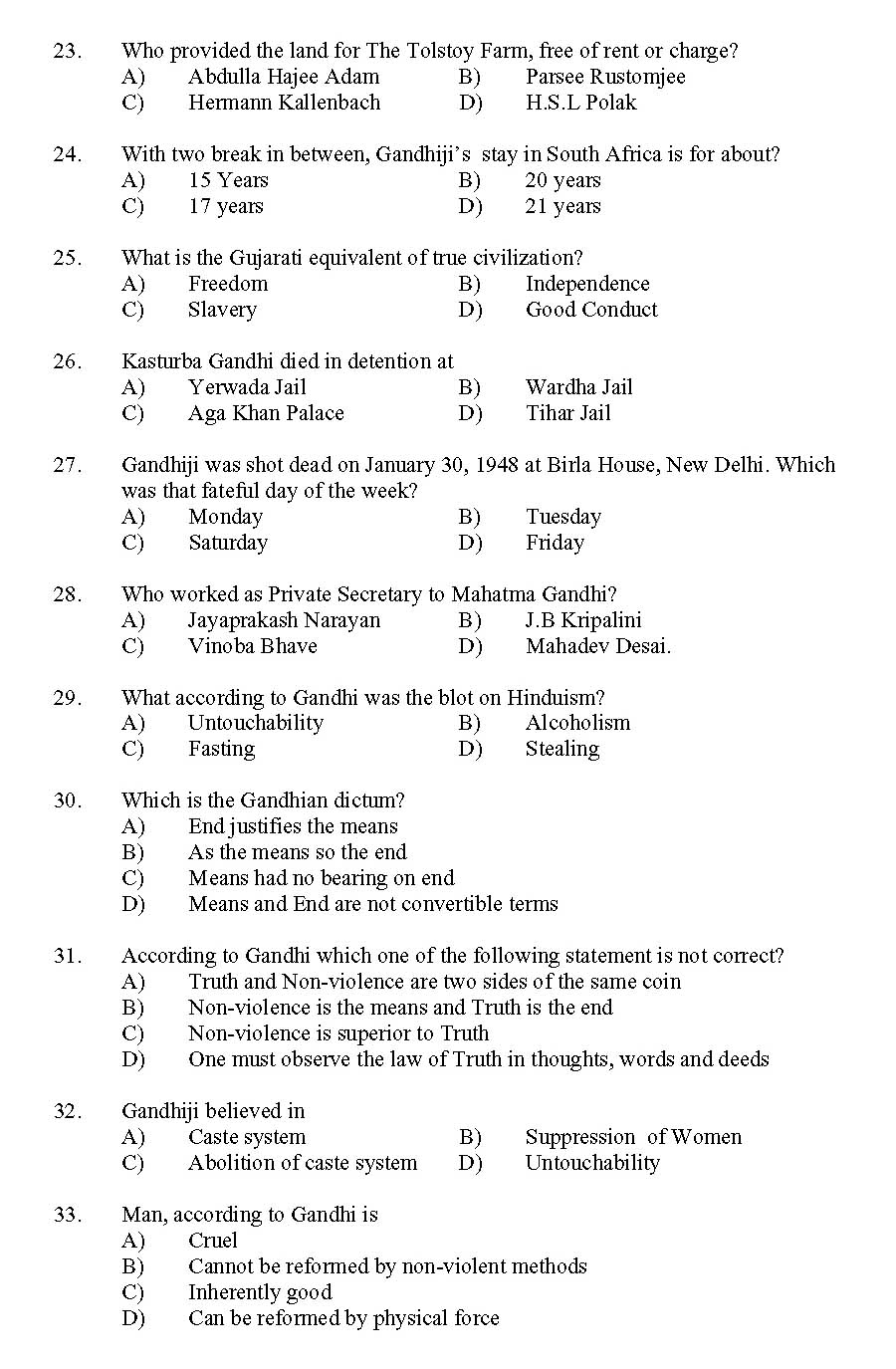 Kerala SET Gandhian Studies Exam 2011 Question Code 91109 3