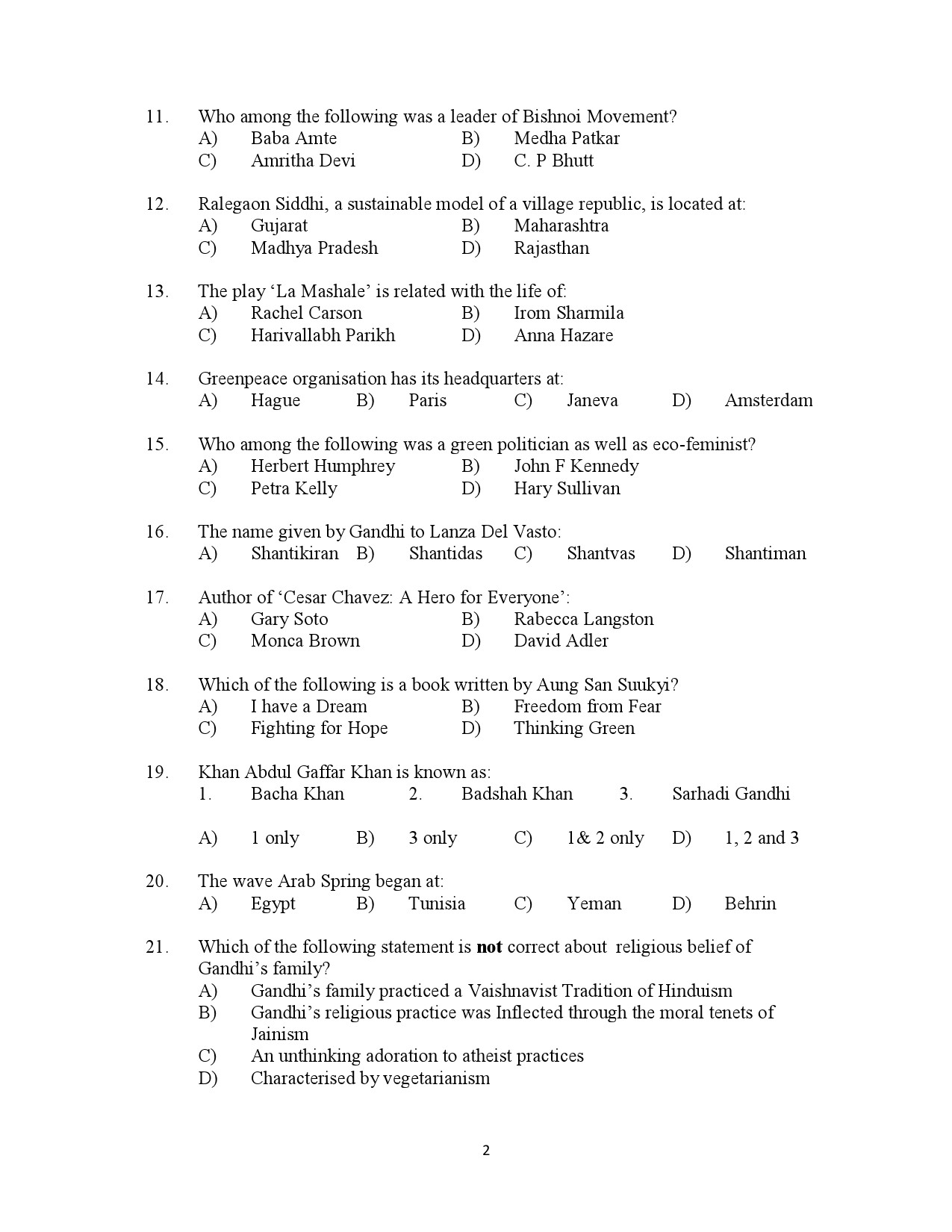 Kerala SET Gandhian Studies Exam Question Paper July 2023 2