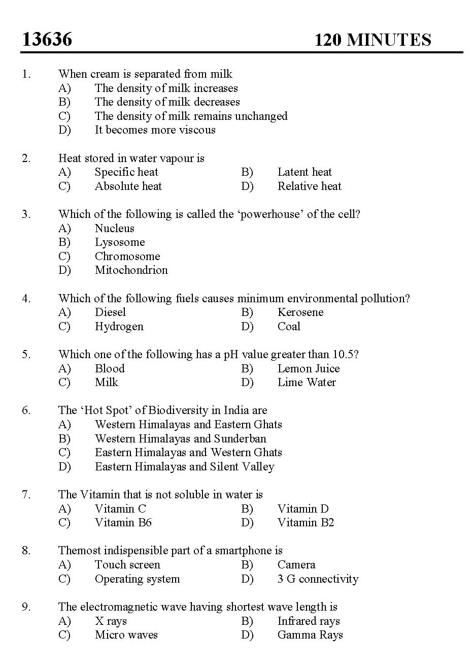 Kerala SET General Knowledge Exam 2013 Question Code 13636 1