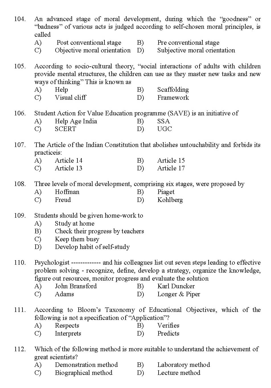 Kerala SET General Knowledge Exam 2013 Question Code 13636 12
