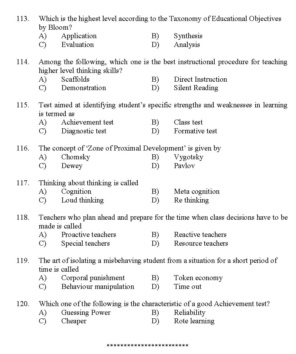 Kerala SET General Knowledge Exam 2013 Question Code 13636 13