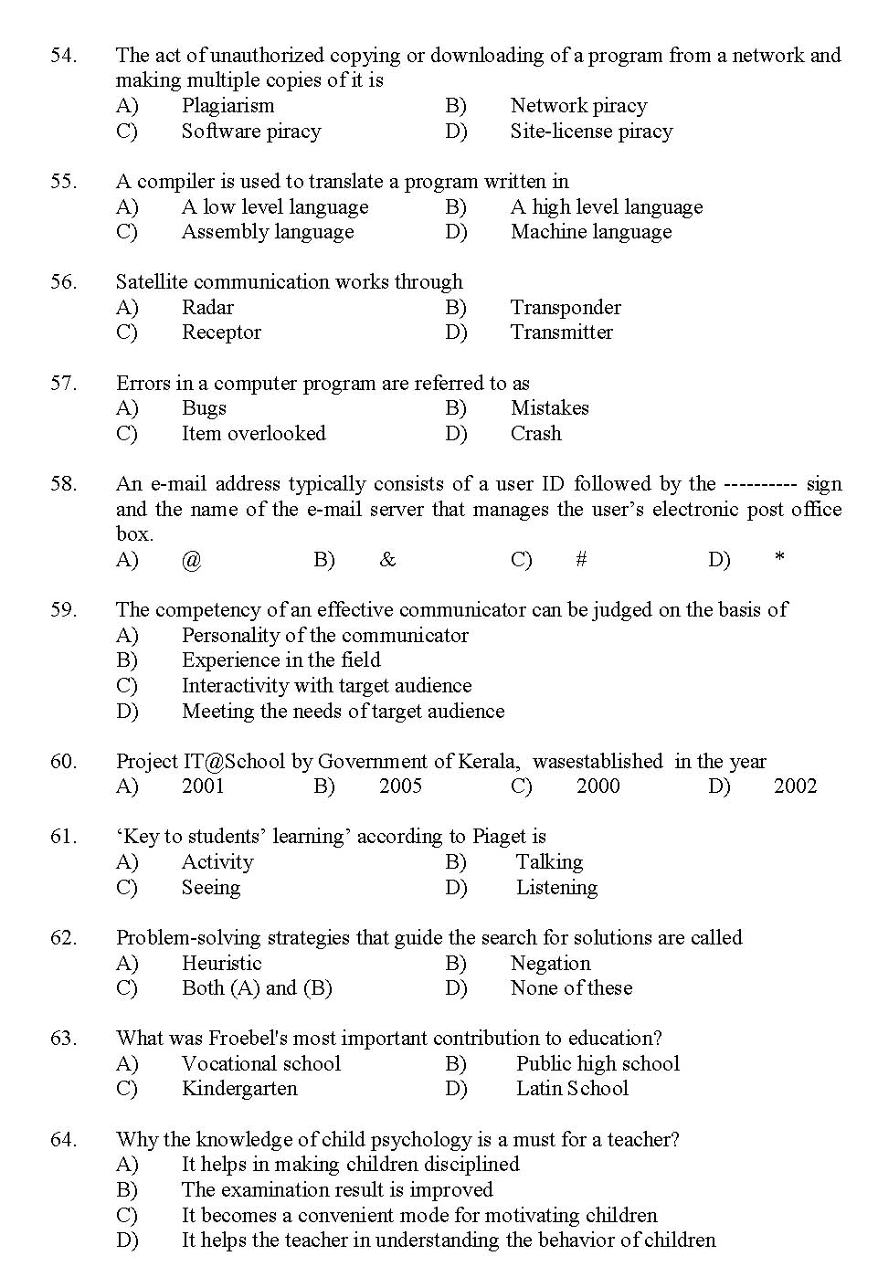 Kerala SET General Knowledge Exam 2013 Question Code 13636 7