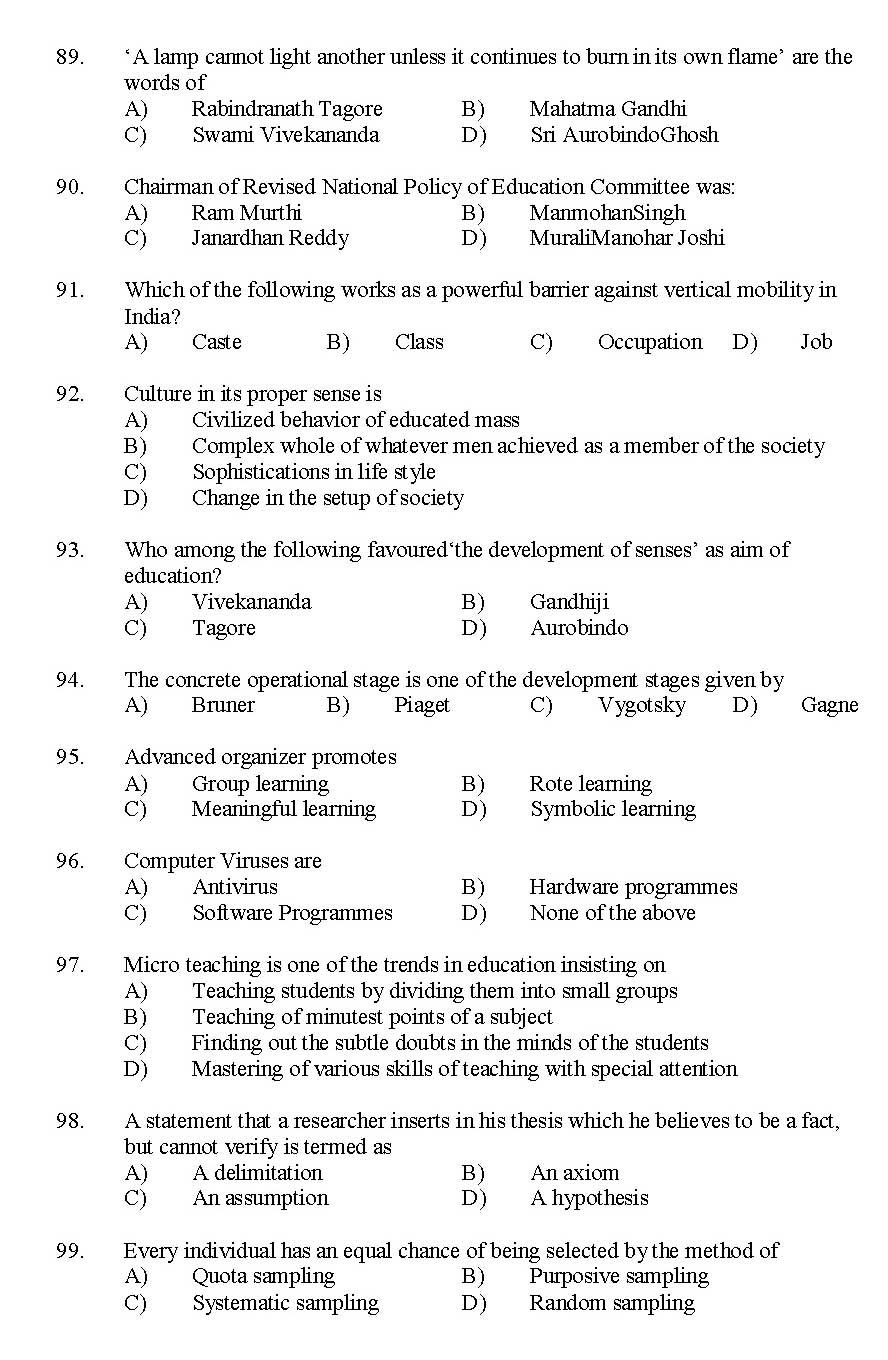 Kerala SET General Knowledge Exam 2014 Question Code 14236 11