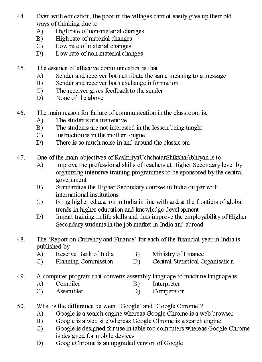 Kerala SET General Knowledge Exam 2014 Question Code 14236 6