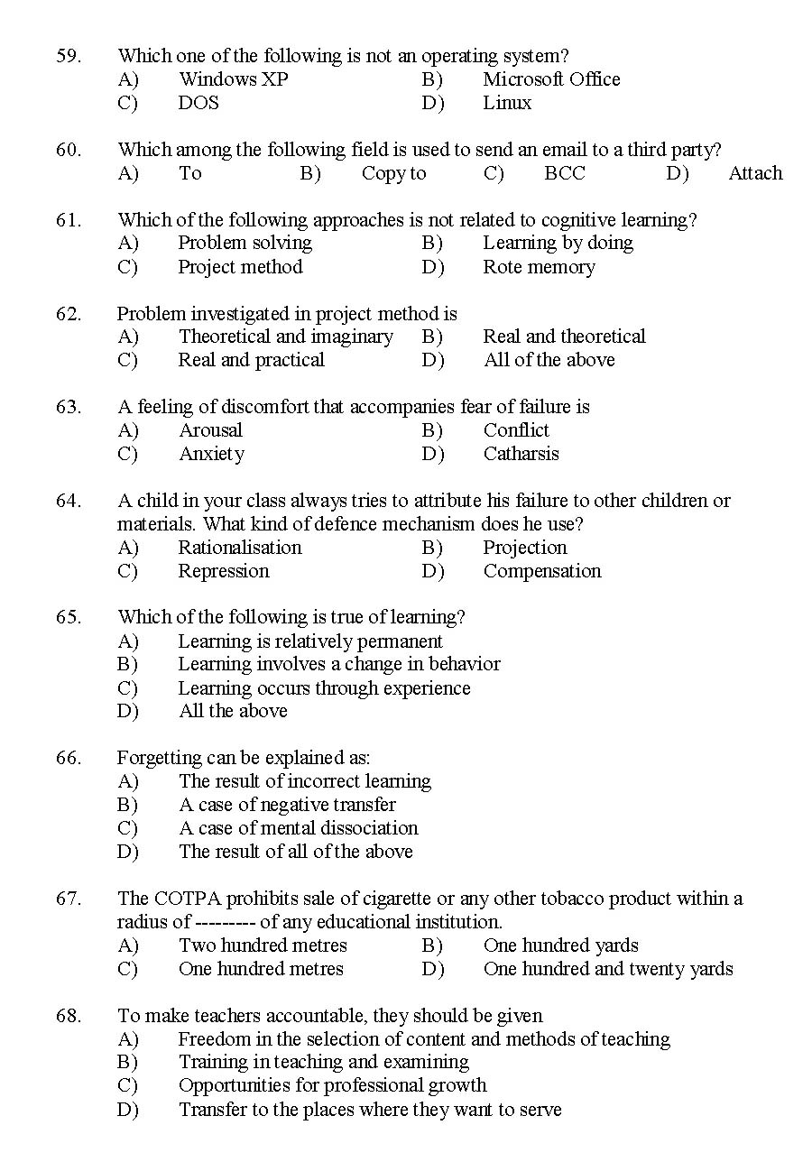 Kerala SET General Knowledge Exam 2014 Question Code 14236 8