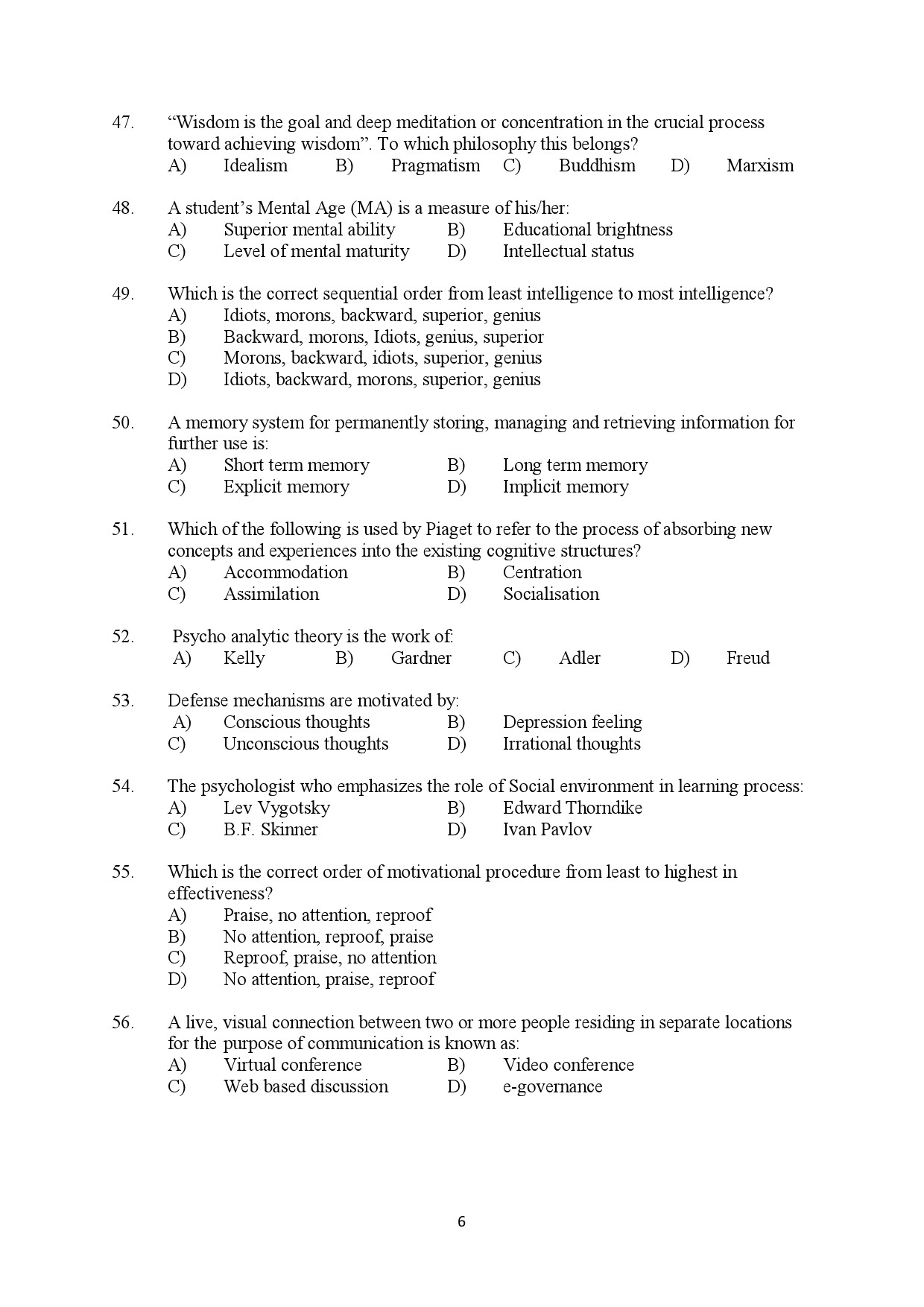 Kerala SET General Knowledge Exam Question Paper July 2018 6