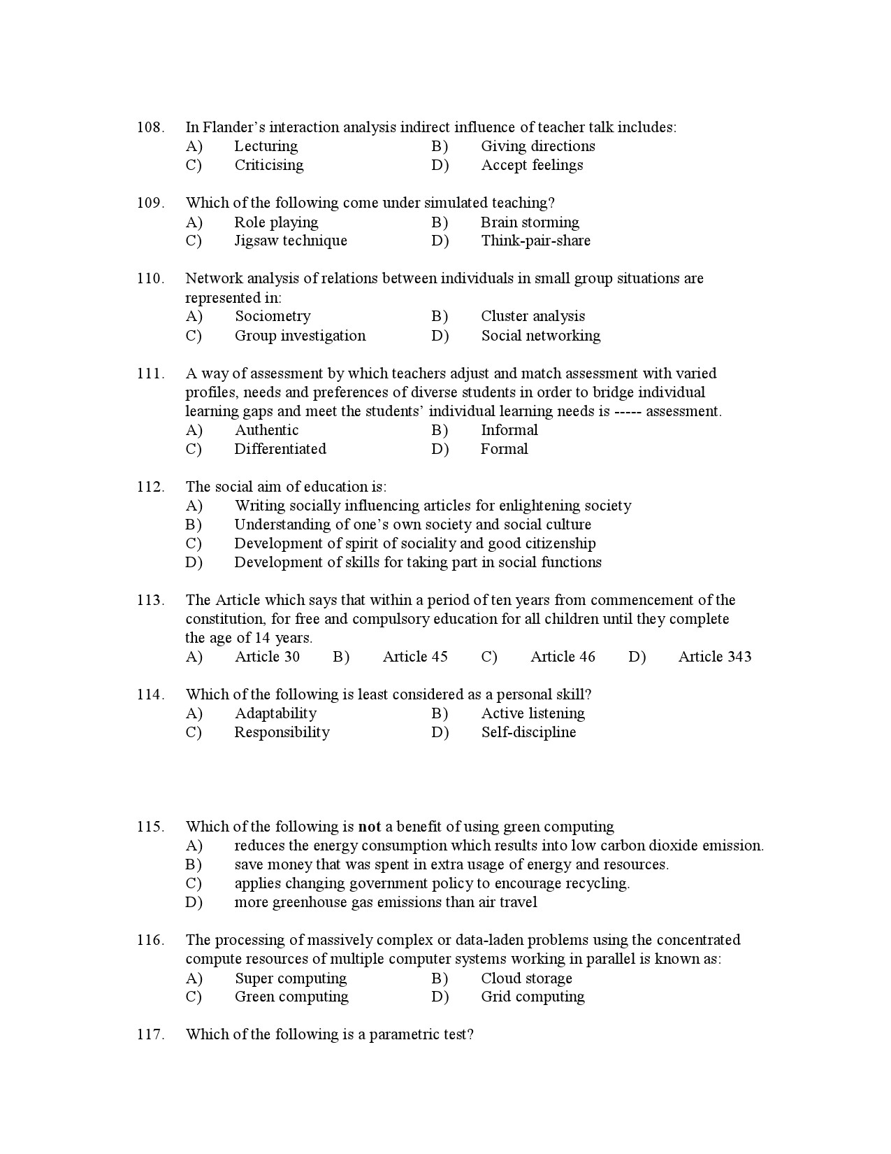 Kerala SET General Paper Exam Question Paper January 2023 13