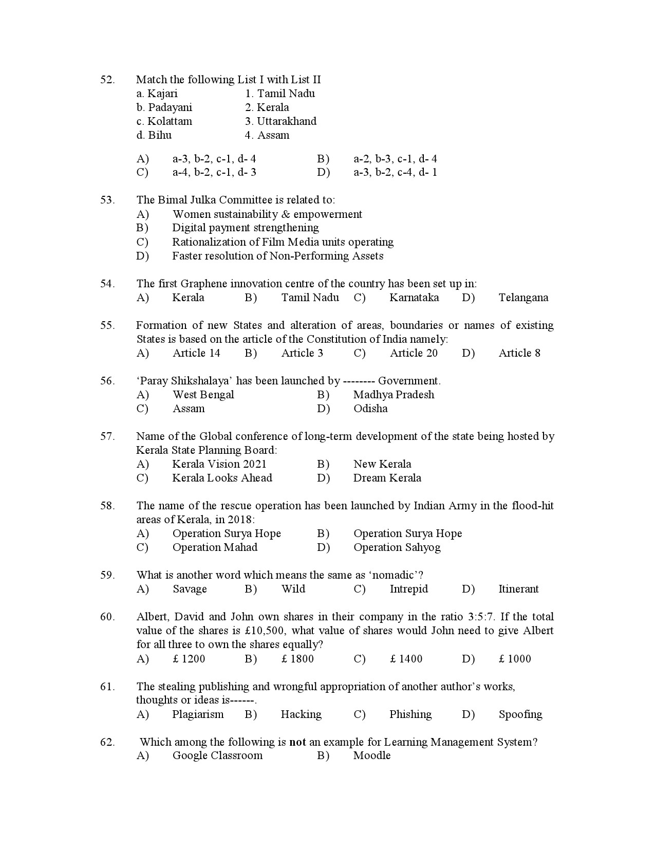 Kerala SET General Paper Exam Question Paper January 2023 7