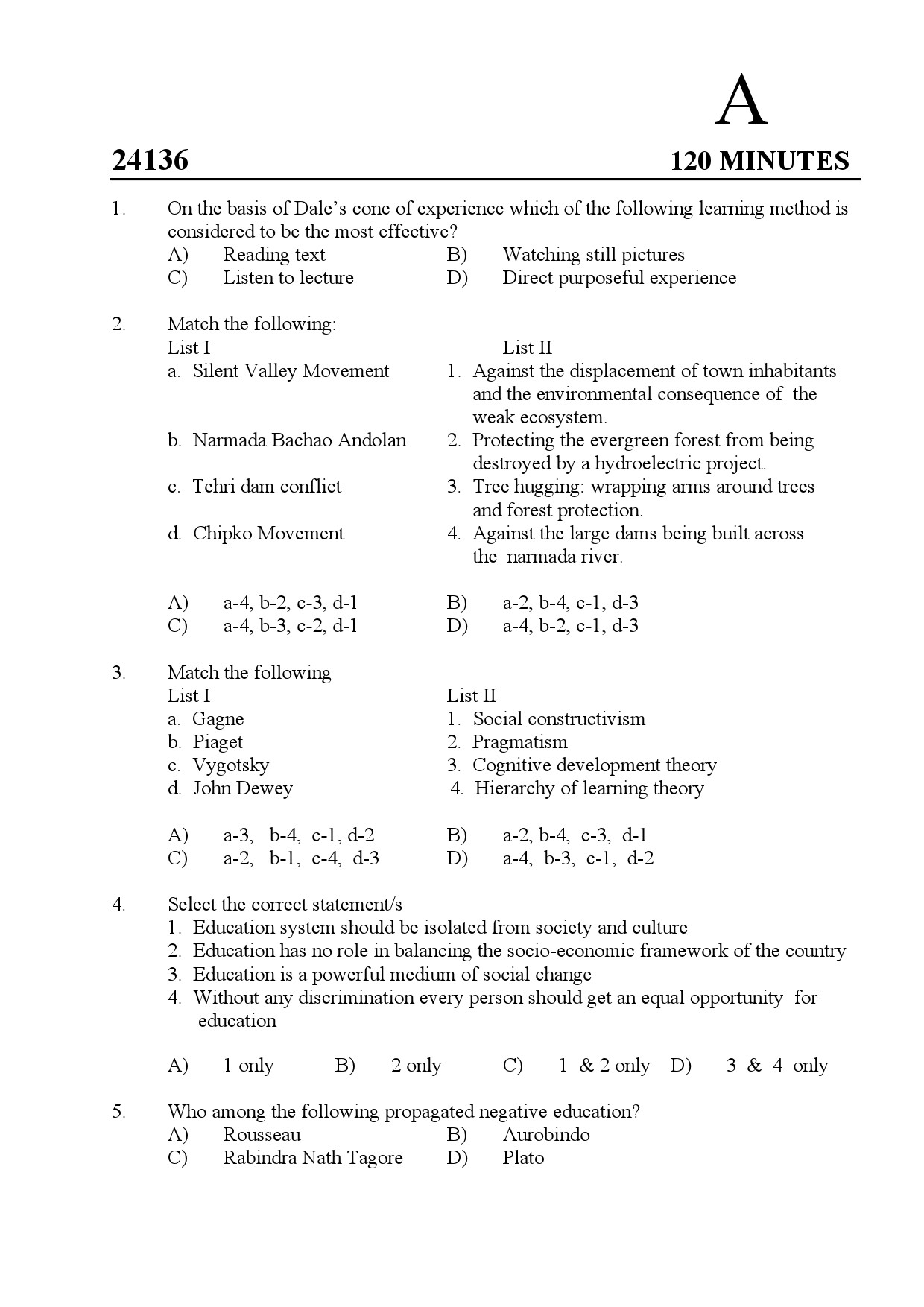 Kerala SET General Paper Exam Question Paper January 2024 1