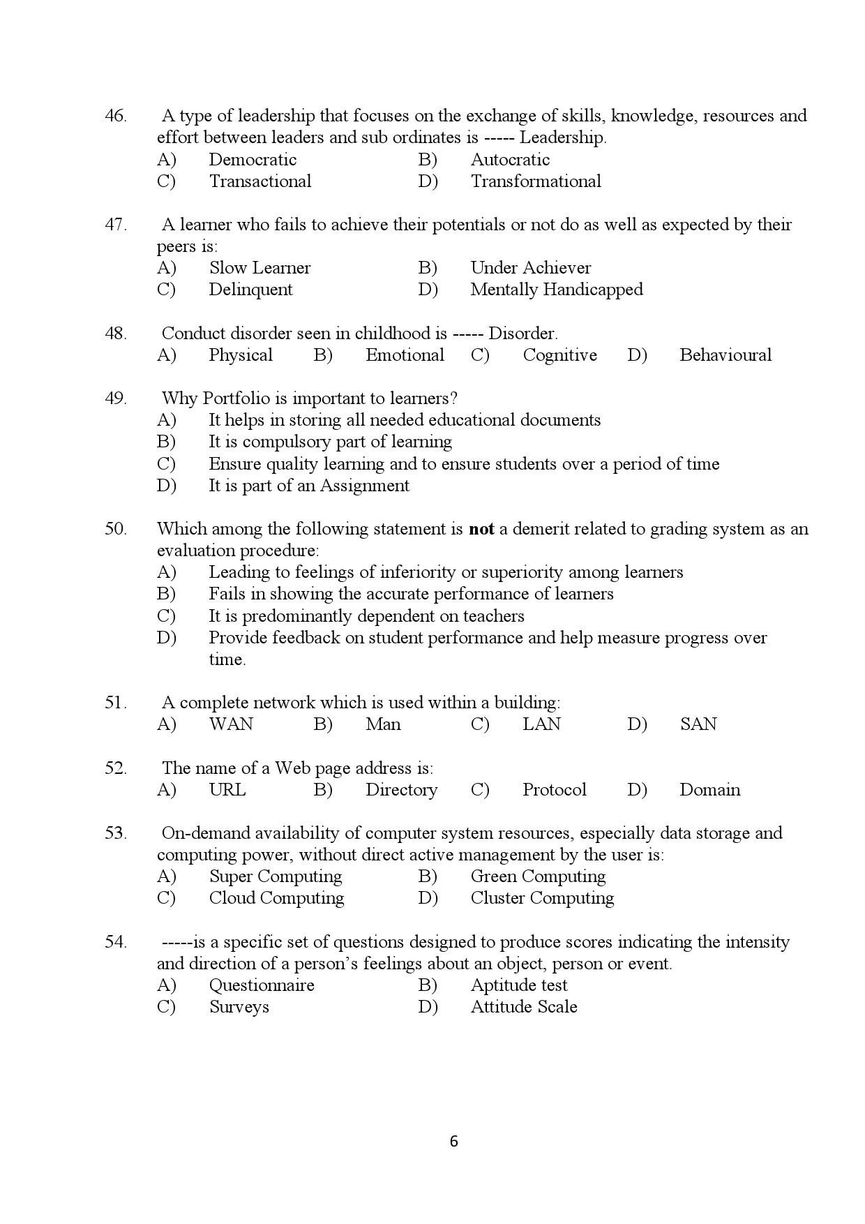 Kerala SET General Paper Exam Question Paper January 2024 6