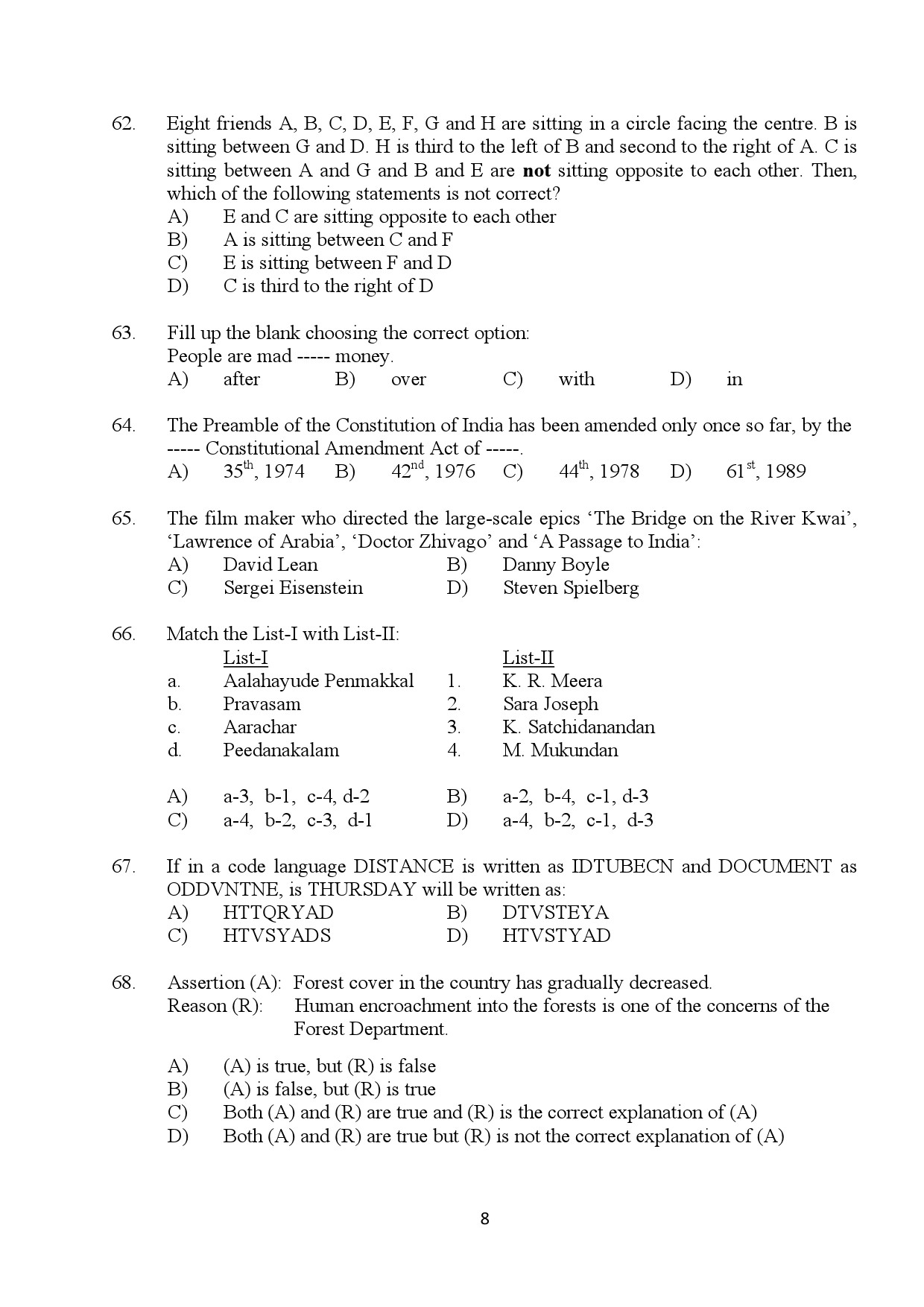 Kerala SET General Paper Exam Question Paper January 2024 8