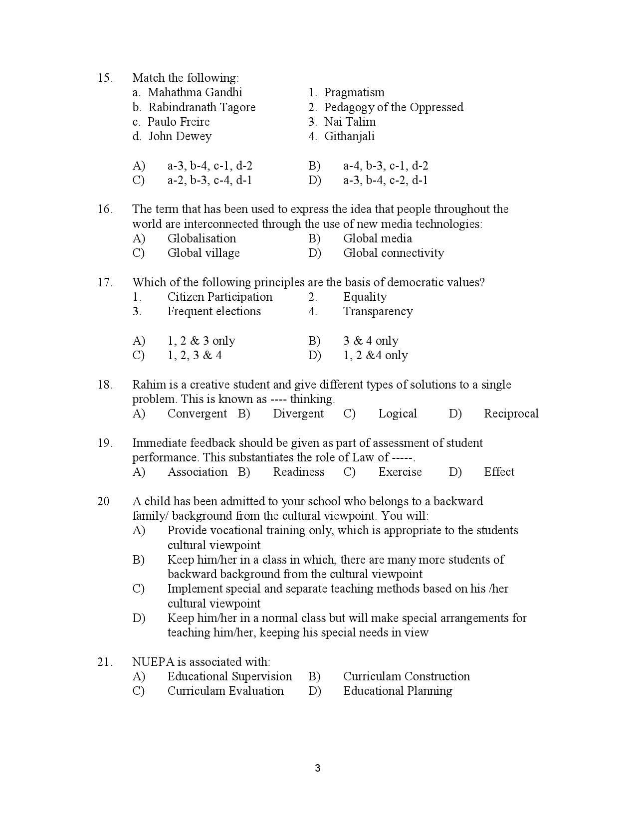 Kerala SET General Paper Exam Question Paper July 2023 3