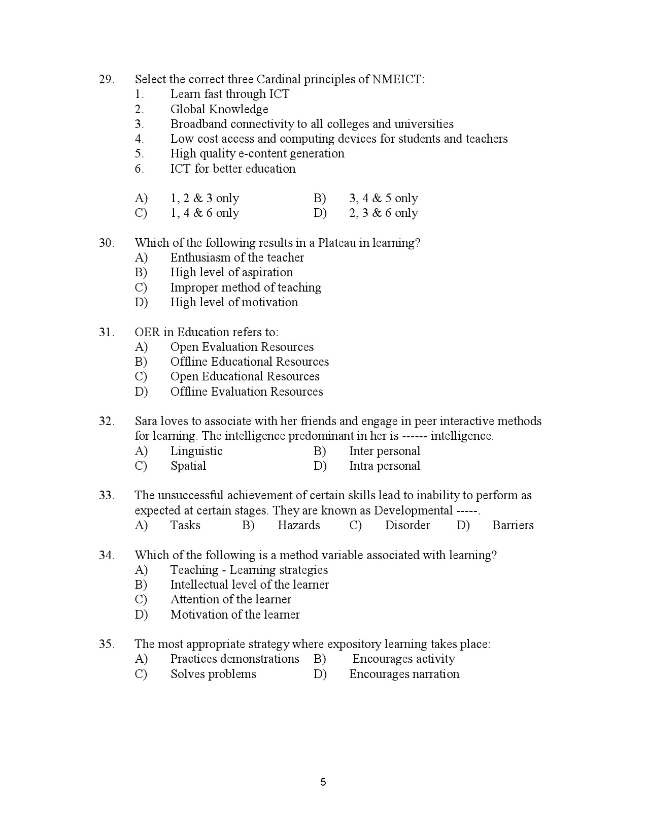 Kerala SET General Paper Exam Question Paper July 2023 5