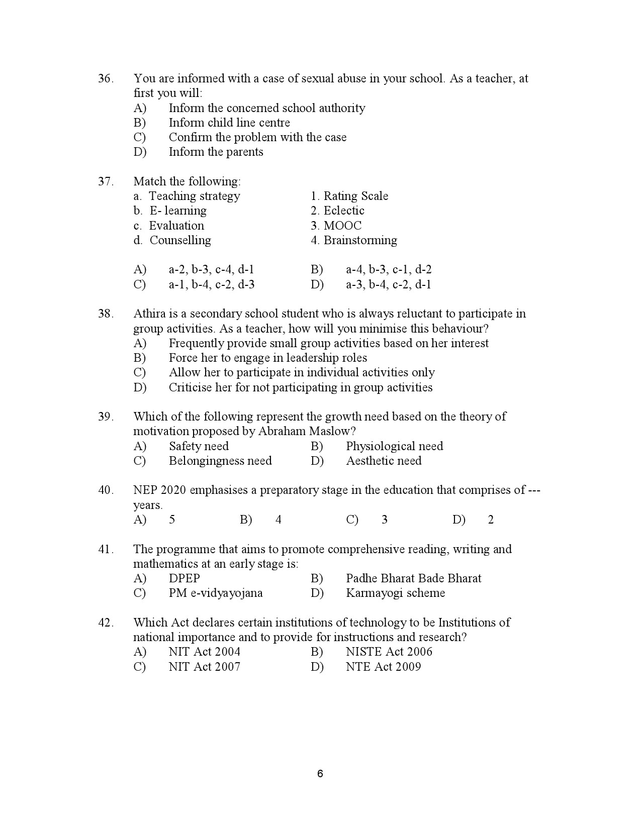 Kerala SET General Paper Exam Question Paper July 2023 6