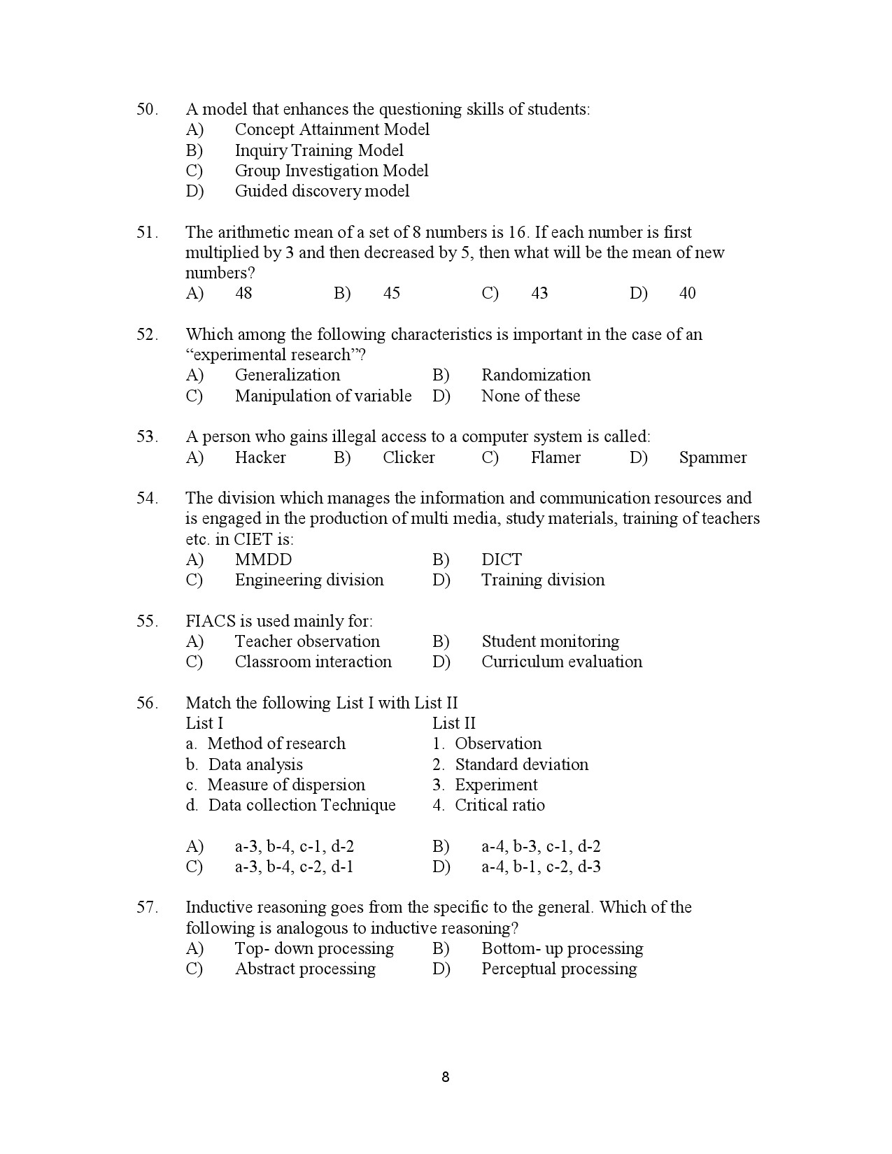 Kerala SET General Paper Exam Question Paper July 2023 8